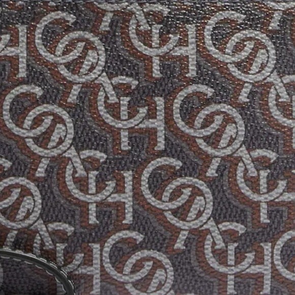 Coach Corner Zip Wristlet CF458 Black Monogram Print Coated Canvas Pouch Bag - Picture 4 of 9